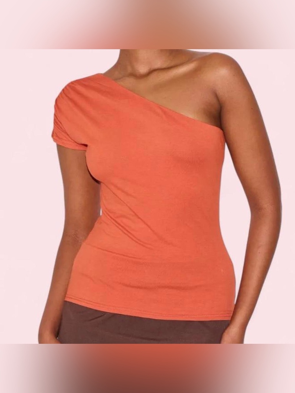 PrettyLittleThing Orange One Shoulder Top | Size US 10